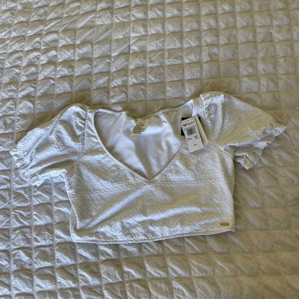 Roxy white embossed swim top